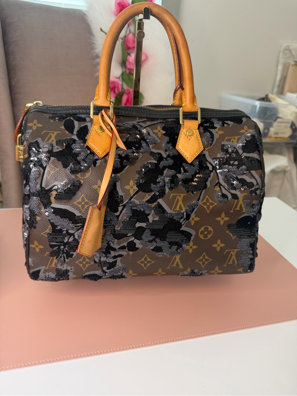 Louis Vuitton Limited Edition Monogram Fleur de Jais Speedy 30 eBay COA *Rare* - Picture 1 of 13
